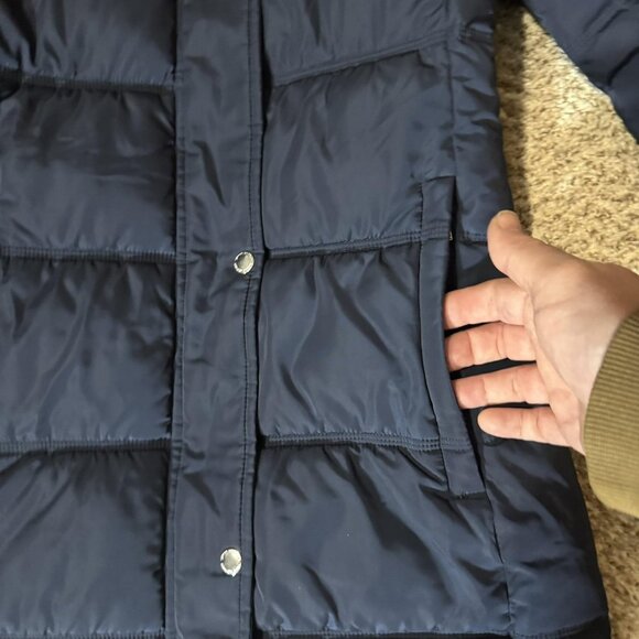 Tommy Hilfiger Coat Womens XS Navy Puffer Parka Faux Fur Hood Long Quilted Warm - Picture 2 of 10